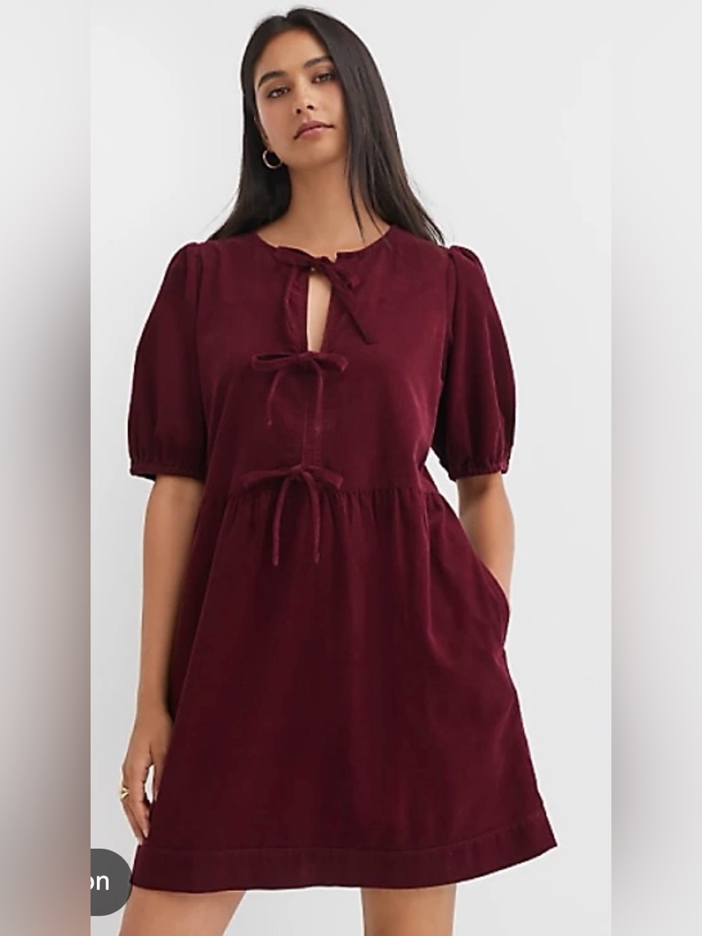 LOFT Burgundy Velvet Tie-Front Tunic